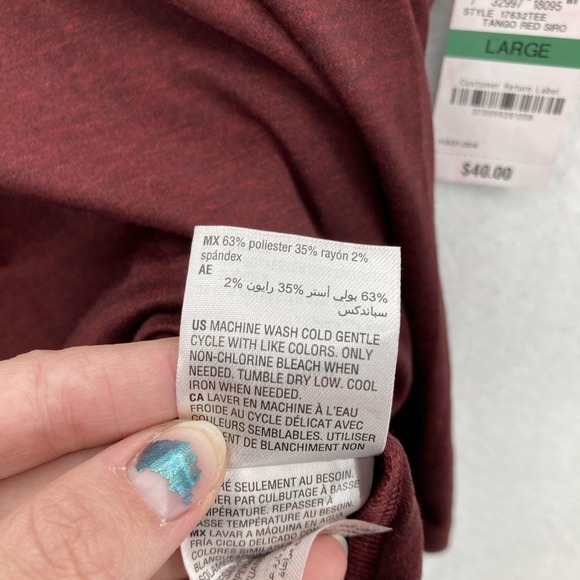 Alfani Shirt Mens Large Red ALFATECH Stretch Henley Short Sleeve Breathable NWT - Picture 6 of 12